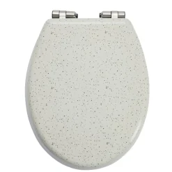 Abattant WC bois blanc motif granit déclipsable frein de chute taille universelle