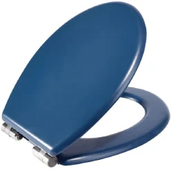 Abattant WC bois bleu avec frein de chute déclipsable réglable < Gifi Best