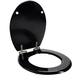 Abattant WC en bois noir déclipsable et frein de chute taille universelle