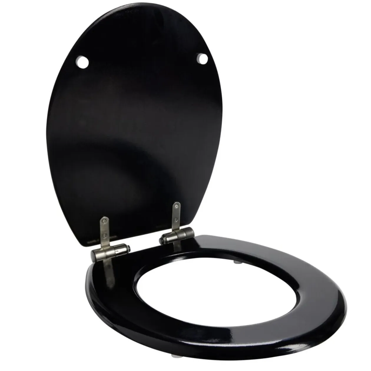Abattant WC en bois noir déclipsable et frein de chute taille universelle