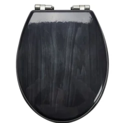 Abattant WC en bois noir déclipsable et frein de chute taille universelle