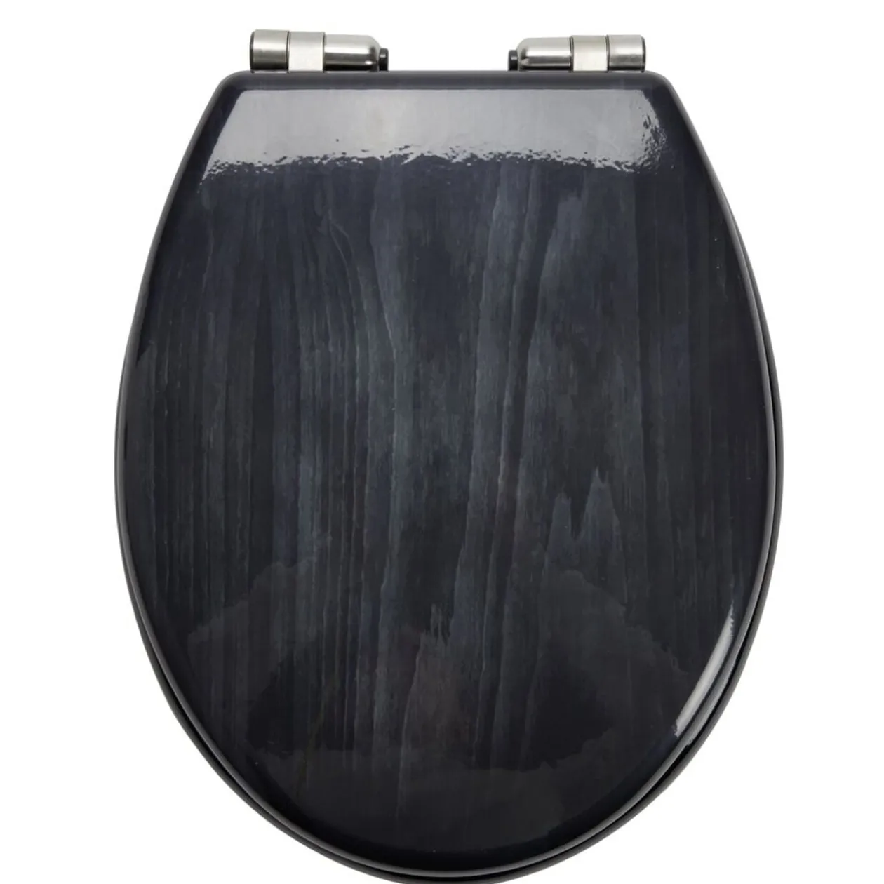Abattant WC en bois noir déclipsable et frein de chute taille universelle