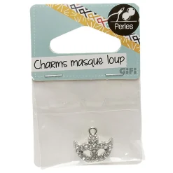 Accessoire bijou charms Masque Loup métal + pierre