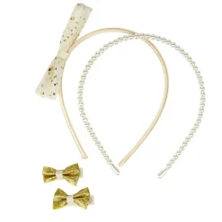Accessoire cheveux fille x4 serres tête et barrettes noeuds (2 modèles) < Gifi New