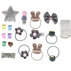 Accessoires pour cheveux 18 pièces élastique/barette/pince/ruban < Gifi Outlet