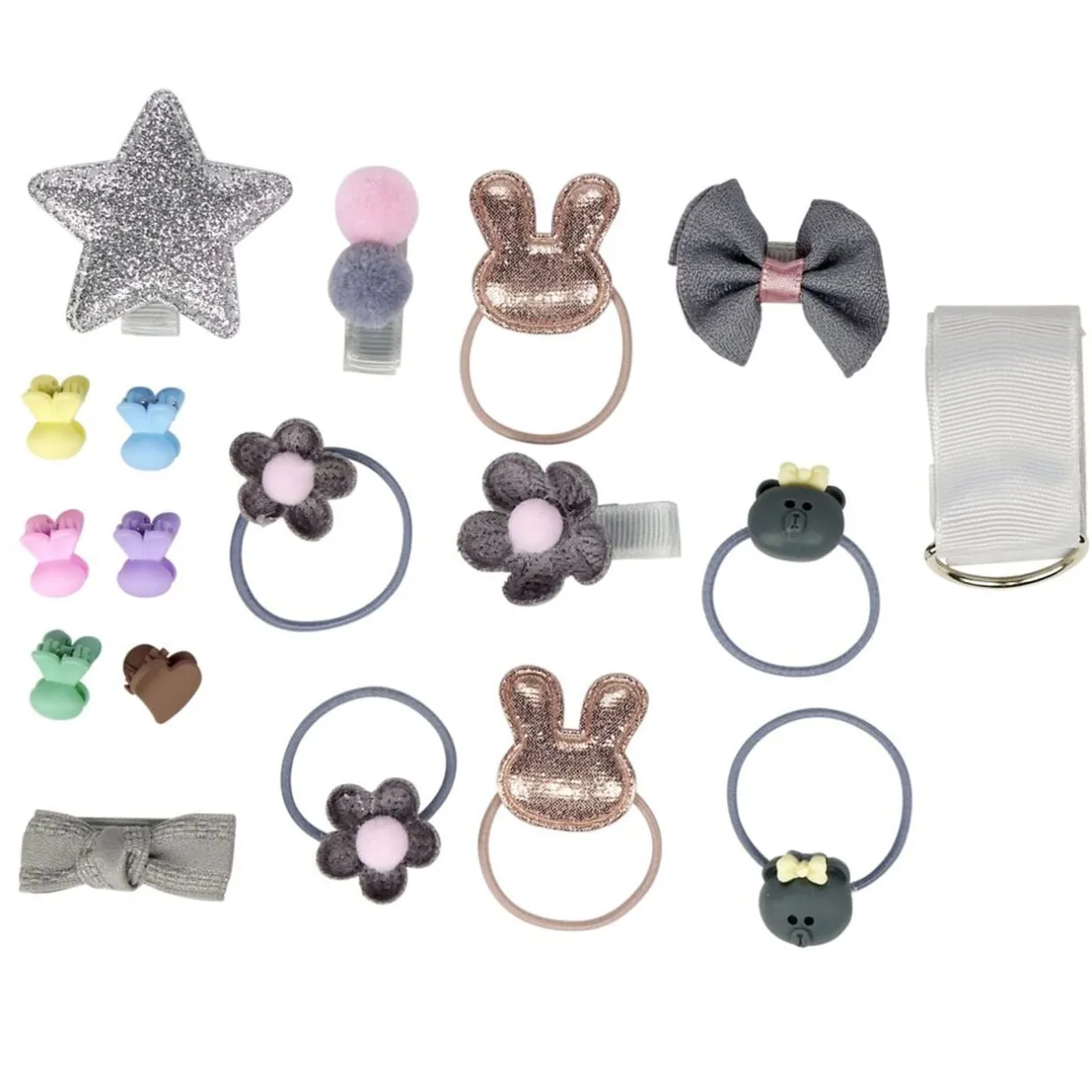 Accessoires pour cheveux 18 pièces élastique/barette/pince/ruban < Gifi Outlet