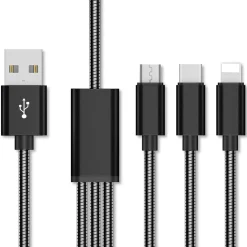 Adaptateur métal USB 3 en 1 USB-C - micro USB - Lightning