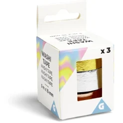 Adhésif washi tape doré argenté rose gold 5m x3