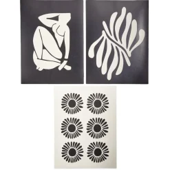 Affiche papier x3 thème contemporain noir et beige 30x40cm