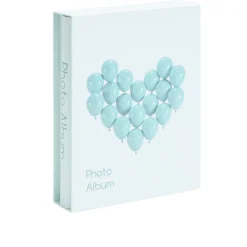 Album photo motif coeur 21x26cm - 2 modèles rose ou bleu