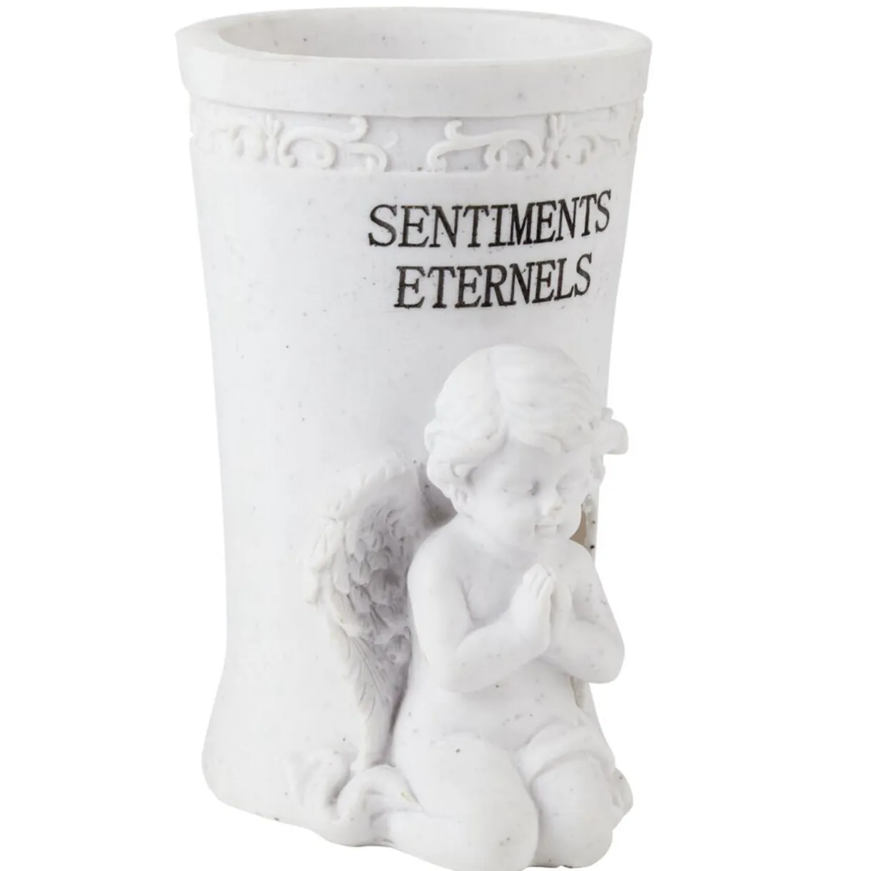 Ange funéraire avec vase à fleurs H18 cm résine blanc < Gifi Best