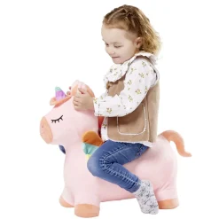 Animal sauteur licorne rose à gonfler 53x27xH53cm < Gifi Outlet