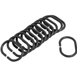 Anneau de douche forme ovale plastique noir x12 < Gifi