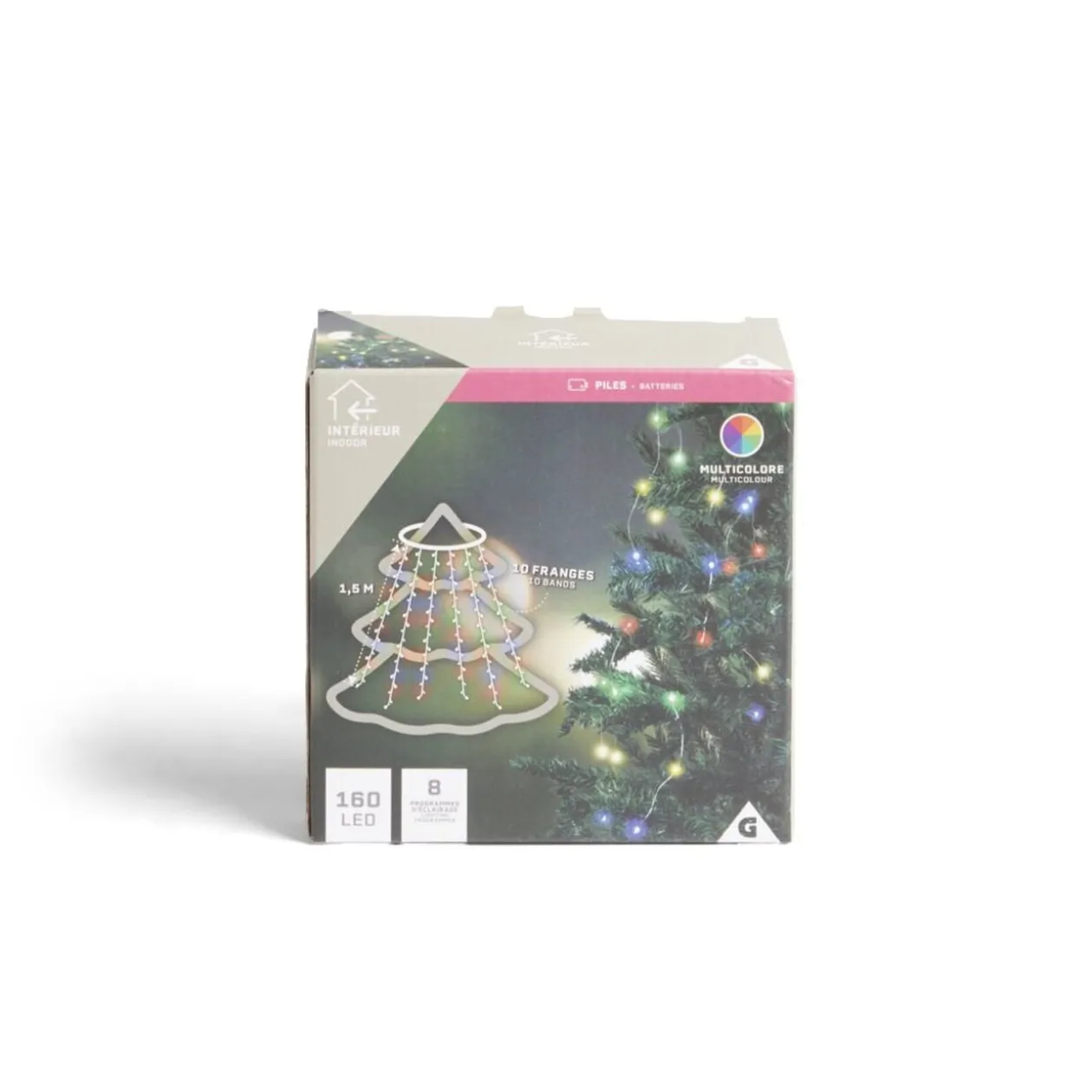 Anneau lumineux pour sapin 10 franges 160LED multicolores