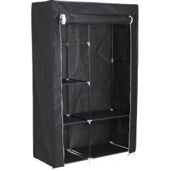 Armoire dressing tissu 1 penderie 6 cases noire 105x45xH165,5cm < Gifi Online