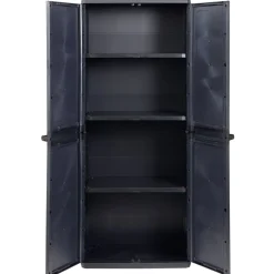 Armoire haute de garage plastique noire 3 tablettes 68x39xH166cm