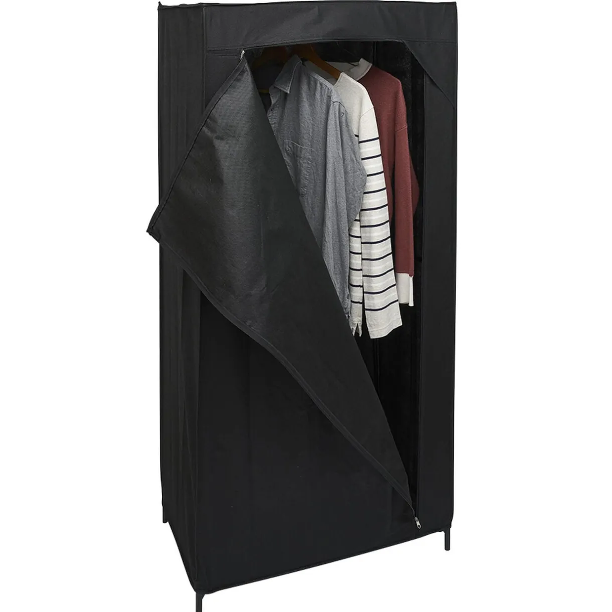 Armoire penderie en tissu noir 70x46xH146cm < Gifi Online