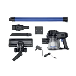 Aspirateur balai sans fil 6 accessoires CleanMaxx noir et bleu H109cm