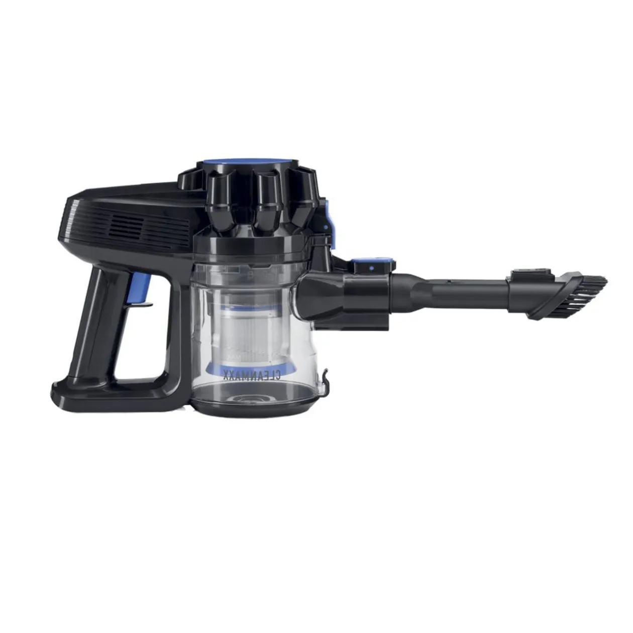 Aspirateur balai sans fil 6 accessoires CleanMaxx noir et bleu H109cm