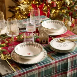 Assiete dessert imprimé Noël contour motif jacquard faïence Ø20 cm < Gifi Hot