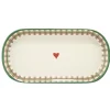 Assiete ovale imprimé coeur contour motif jacquard faïence L30X15XH3 cm