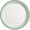 Assiette carton x8 blanc contour quadrillage vert et blanc Ø23cm
