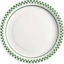 Assiette carton x8 blanc contour quadrillage vert et blanc Ø23cm