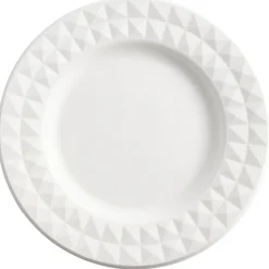 Assiette carton x8 canne à sucre bagasse contour façon diamant blanc Ø18cm