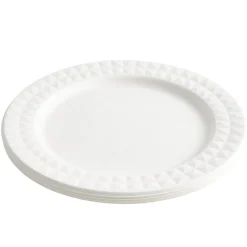 Assiette carton x8 canne à sucre bagasse contour façon diamant blanc Ø23cm < Gifi Outlet