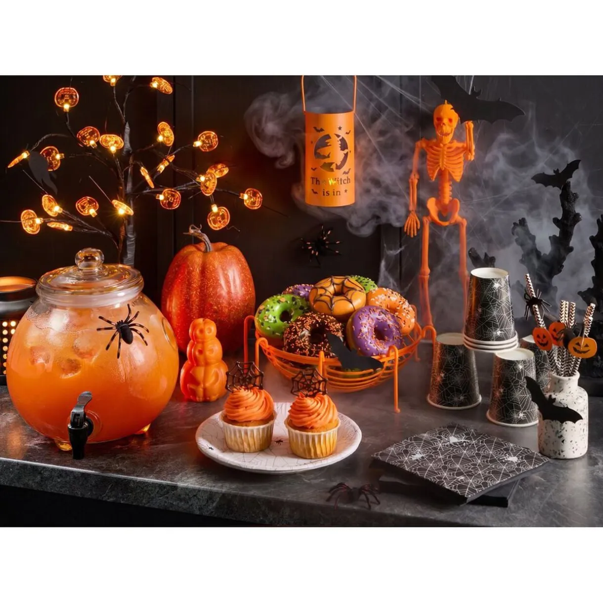 Assiette carton x10 motif Halloween toile d'araignée blanc Ø23cm < Gifi Hot