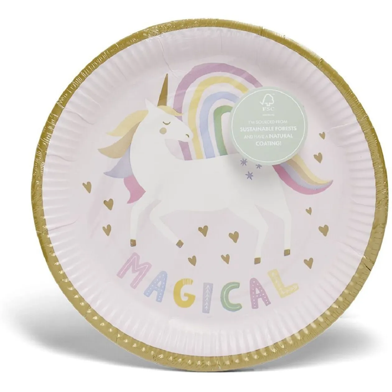 Assiette carton x8 motif licorne Ø23cm