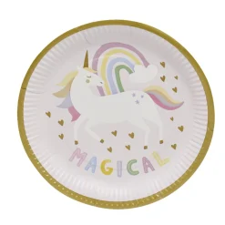 Assiette carton x8 motif licorne Ø23cm