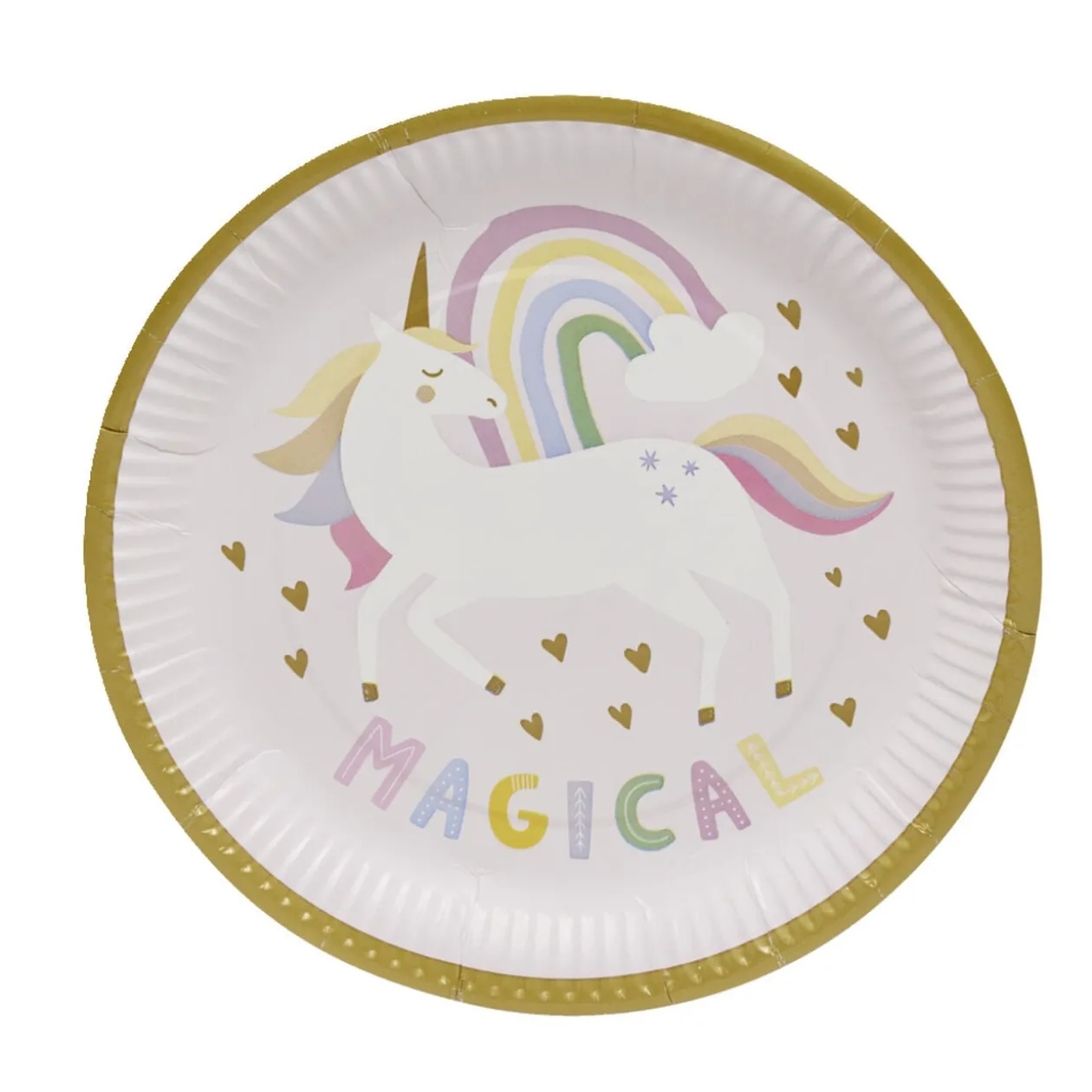 Assiette carton x8 motif licorne Ø23cm