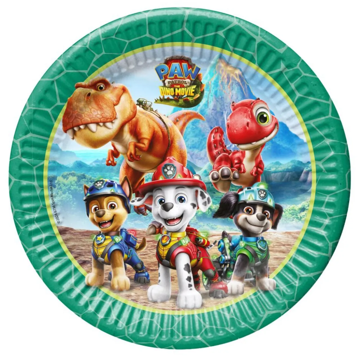 Assiette carton x8 Pat Patrouille dinosaure Ø23cm