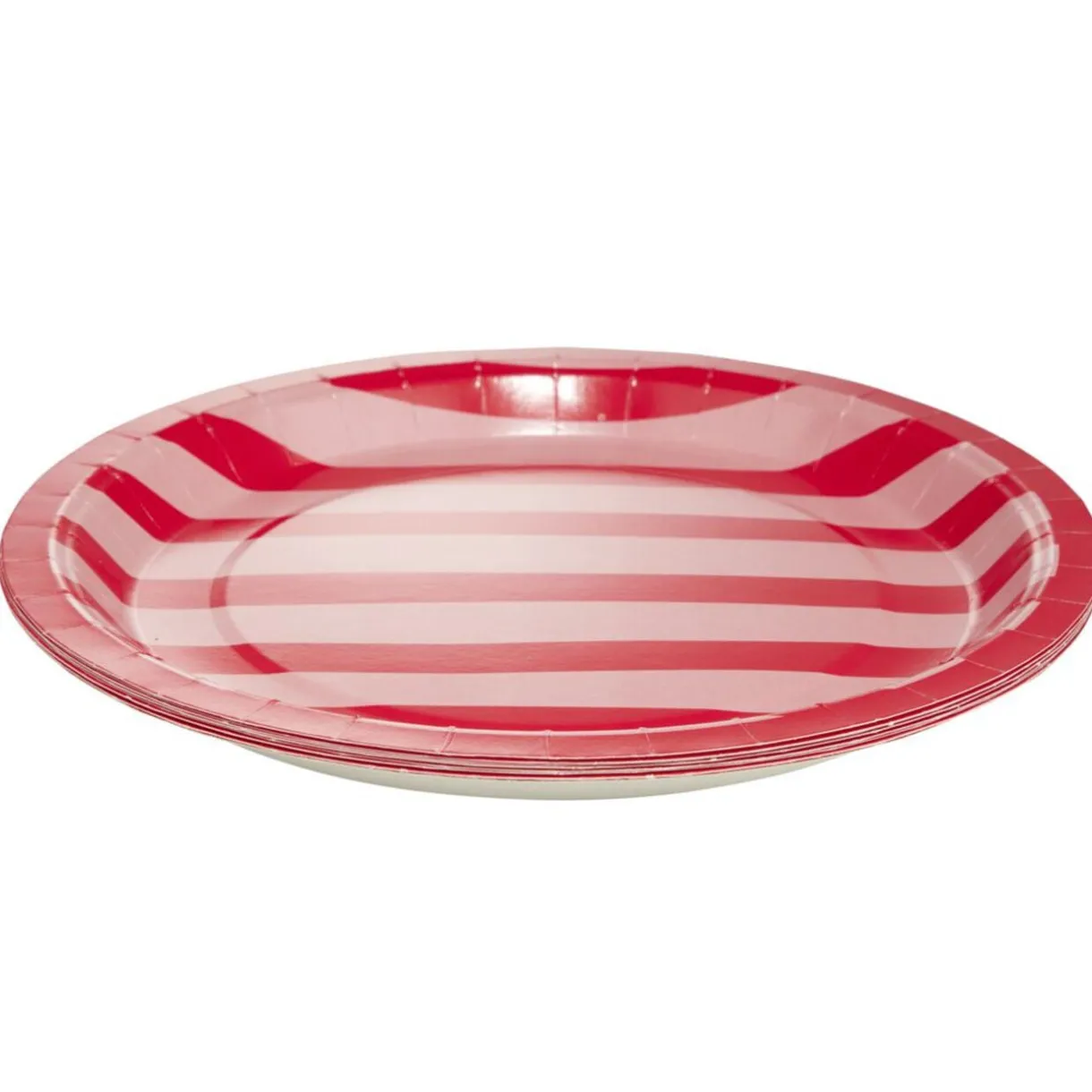 Assiette carton x8 thème piment bayadère rayures roses et rouges Ø23cm < Gifi Outlet