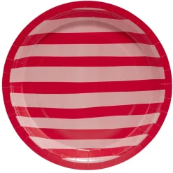Assiette carton x8 thème piment bayadère rayures roses et rouges Ø23cm < Gifi Outlet