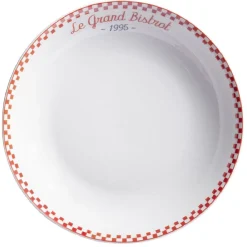 Assiette creuse blanche "Le grand bistrot" bord damier rouge Ø21cm < Gifi Clearance