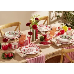 Assiette creuse céramique blanche motifs piments rouges et verts Ø22cm