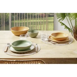 Assiette creuse en faïence jaune Ø20xH4cm