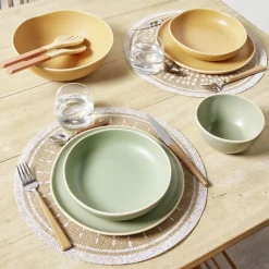 Assiette creuse en faïence jaune Ø20xH4cm