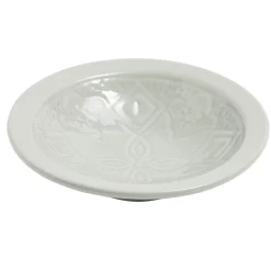 Assiette creuse faïence à couscous unie verte avec motif en relief Ø22xH5cm