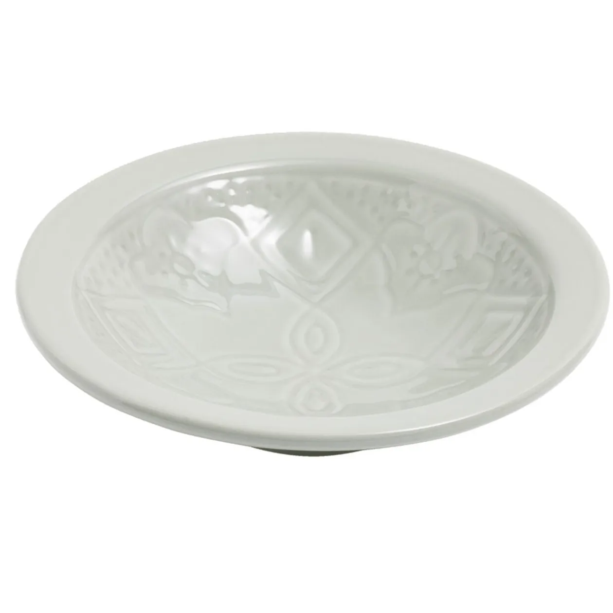 Assiette creuse faïence à couscous unie verte avec motif en relief Ø22xH5cm