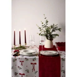 Assiette creuse imprimé boule de Noël contour vague bleu faïence Ø22 cm