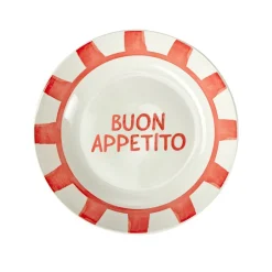 Assiette creuse porcelaine "Buon Appetito" blanche et rouge Ø20cm < Gifi