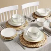 Assiette creuse porcelaine blanc liseré vert Ø20cm < Gifi Clearance