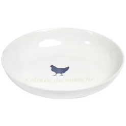 Assiette creuse porcelaine blanche designe poule Ø21cm