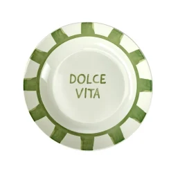 Assiette creuse porcelaine "Dolce Vita" blanche et verte Ø20cm < Gifi Hot