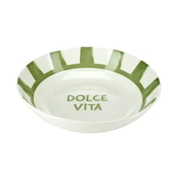 Assiette creuse porcelaine "Dolce Vita" blanche et verte Ø20cm < Gifi Hot