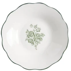 Assiette creuse porcelaine imprimé toile de Jouy Ø20 cm vert