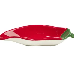Assiette de présentation dolomite forme piment rouge L22cm